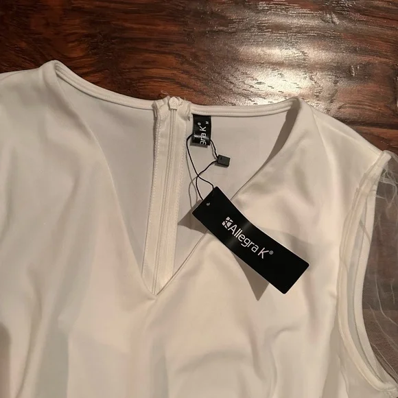 Allegra K Women's Elegant V Neck Mesh Long Sleeve Loose Wide Leg jumpsuit Med - Picture 10 of 13